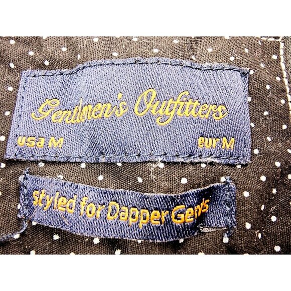 Gentlemen's Outfitters Size Medium Men Black White Polka Dots Short Sleeve Shirt - Picture 4 of 9